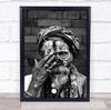 Portrait Kathmandu Nepal Black and white Sadhu Man face paint Wall Art Print