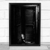 Window Shutters Woman Key Low Key black and white Street Peek Wall Art Print