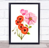 Flower Poppies Red Pink High Key High-Key Graphic Still Life Wall Art Print