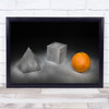 Geometric Fruit Orange Cube Marble Stone Geometry Still Life Wall Art Print