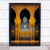 Gold Islamic Architecture Uae Mosque Golden Abu Dhabi Sheikh Wall Art Print