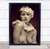 Model Woman Girl Bride Eyes Sepia Fine Art Nude Naked Collar Wall Art Print