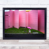 Pink Umbrella Street Girl Wall Facade Walk Walking Yoro Park Wall Art Print