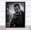 Portrait Cigarette Smoke Smoker Smoking Man Face Bokeh Smile Wall Art Print