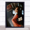 Portrait Room Sofa Couch Book Read Reading Think woman dress Wall Art Print
