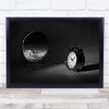 Clock Watch Alarm Self Introspection Black & White Mirror Reflection Print