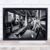 Street Train People Travelling Passengers Yangon Myanmar Mm Black & White Print