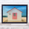 Beach Hut Sand Ocean Sea Water Summer Vacation Holiday Red House Wall Art Print