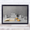 Books Cake Still Life Book Pen Pencil Spoon Tea Pot Kettle Drink Wall Art Print