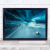 Cave Ice Landscape Glacier Frozen Frost Ceiling Blue Perspective Wall Art Print