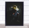 Cowboy Cowboys Hat Man Dark Low Key Low-Key Smoke Smoker Smoking Wall Art Print