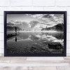 Island Lake Slovenia Pier Jetty Bridge Water Fog Mist Reflection Wall Art Print