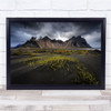 Landscape Mountain Iceland Black Sand Beach Grass Surf Stokksnes Wall Art Print