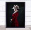 Vintage Renaissance Red Woman In Hat Flowers Portrait Girl Model Wall Art Print
