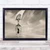 Black & White Landscape Sky Clouds Abstract Woman Umbrella In Glass Hand Print