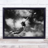 Challenge Energy Positive Girl Play Goal Clouds Black & White Sand Beach Print