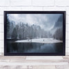 Landscape Yosemite Sentinel Bridge Fog Trees Mountains Foggy River Water Print