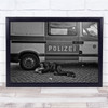 Street Berlin Homeless Sleep Sleeping Police Black & White Car Truck Van Print