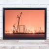 Dubai Uae Port Cargo Crane Industry Industrial Pink United Arab Wall Art Print