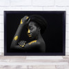 Gold Golden Portrait Dark Low Key Model Hair Black Woman Female Wall Art Print