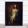 Portrait Brunette Model Woman Sitting Chair Studio Person Dress Wall Art Print
