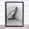 Architecture Silhouette Figure Distortion Distorted Black & White Lines Print