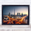 Dubai Uae Night United Arab Emirates Iconic Burj sky line city Wall Art Print