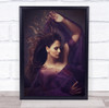 Purple veil long hair wind woman pose Wall Art Print