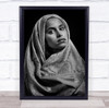 Model Face Veil Robe Girl Woman Portrait Dark Background No Wall Art Print