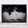 Performance Wedding Couple Married Jumping Jump Bush Shadow Wall Art Print