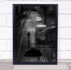 Rain Rainy Raining Wet Weather Man Figure Street Night Walk Wall Art Print