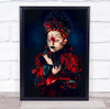 Red Portrait Girl Model Woman Devil Hat Face Painting Paint Wall Art Print