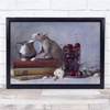 Still Life Rat Cherries Bottle Watch Clock Shells Seashells Wall Art Print