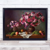 Still-Life Bouquet Flowers Autumn Grapes Decor Indoors With Wall Art Print