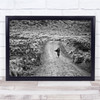 African Portraits Indigenous field man on path Black White Wall Art Print