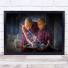 Myanmar Burma Monk Monks Novice Light Boys Paper Old Bagan Wall Art Print