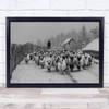 Sheep Shepherd Winter Road Cattle Animals Documentary Snow Wall Art Print