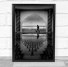 Street Man Walk Walking Arch Archway Reflection Tiles Gate Wall Art Print