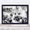 Cattle Shepherd Animal Animals Dust Smoke Black & White Herd Flock Print