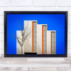 Architecture Building Tree Sky Colors Blue Orange Minimal Wall Art Print