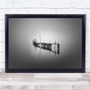 Black & White Clear Water Fence In Sea Shadow Cloudy Mood Wall Art Print