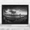 Clouds Panoramic Saint Michel Black & White Water History Wall Art Print