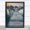 Hungary Lake Water Evening Sunset Bokod Pier Jetty Bridge Wall Art Print