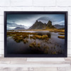 Iceland Eystrahorn Mountains Water Swamp Cloudy Landscape Wall Art Print