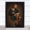 Portrait Stool Sit Sitting Brown Girl Model Woman Make Up Wall Art Print