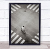 Street Above Aerial Crosswalk Zebra Crossing Bike Bicycle Wall Art Print