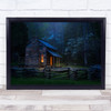 Cabin Dogwood Spring Fog Dusk Wood cabin Cade cove Smoky Wall Art Print