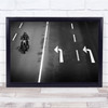Left Biker Motorbike Bike Helmet Transportation Man Road Wall Art Print