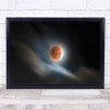 Night Eclipse Super Moon Blue Planet Sky Astronomy Space Wall Art Print