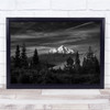 Beautiful mountain view landscape Trees black and white Wall Art Print